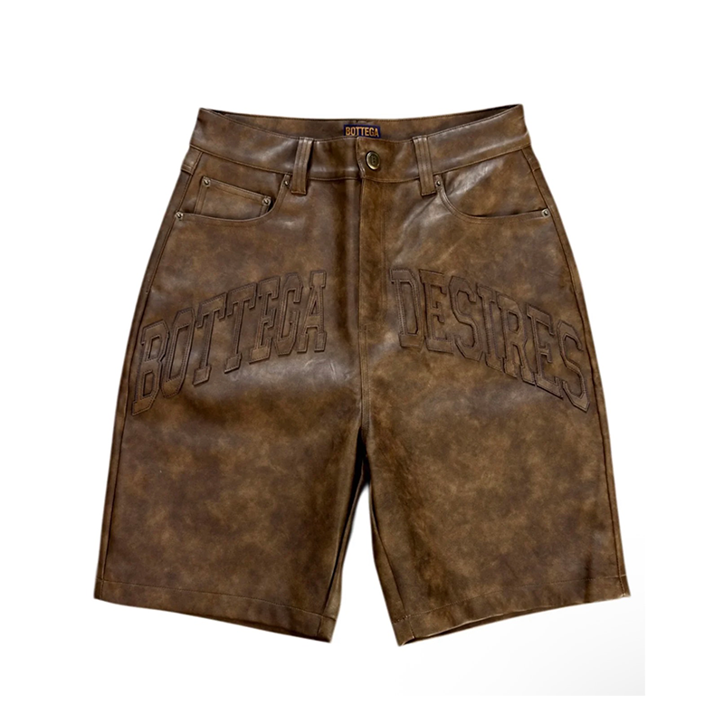 Bottega Desires Leather Shorts Brown
